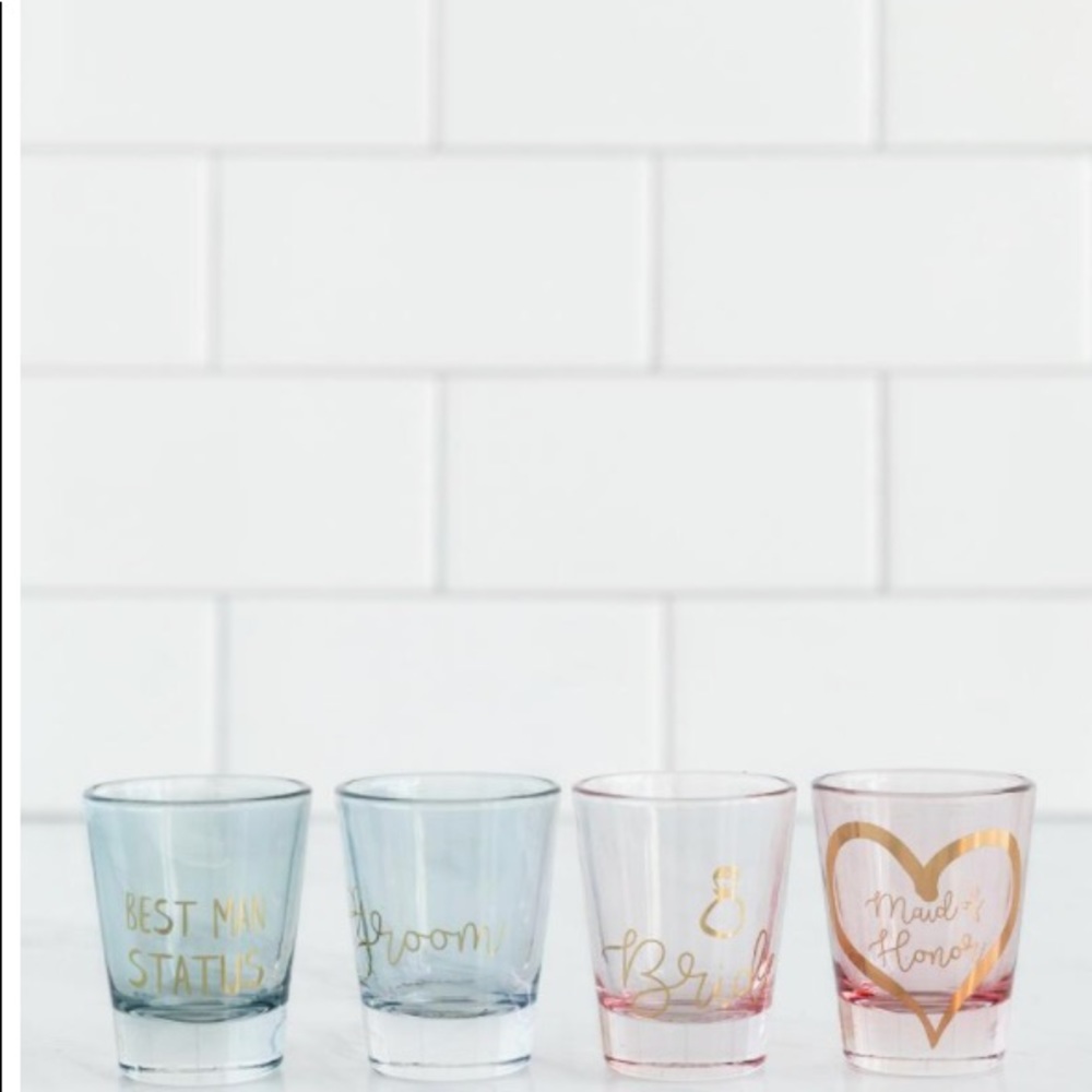 New in box francesca’s bridal party 4 shot glasses